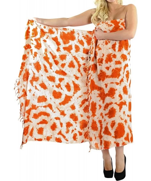 Cover-Ups Women's One Size Sarong Beach Blanket Pareo Wrap Skirt Tie Hand Tie Dye - Pumpkin Orange_l649 - CI182IRKAWD