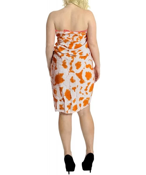 Cover-Ups Women's One Size Sarong Beach Blanket Pareo Wrap Skirt Tie Hand Tie Dye - Pumpkin Orange_l649 - CI182IRKAWD