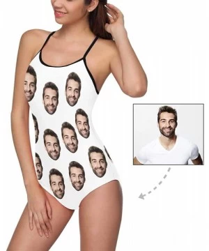 One-Pieces Custom Face Swimwear Women Swimsuit Boyfriend Faces Black Personalized Face Slip One Piece Bathing Suits Multi 8 -...