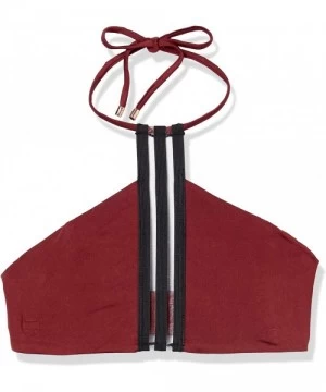 Tops Women's Sheer Addiction High Neck Halter Bikini Top - Burgundy - CP12MXT0KRJ