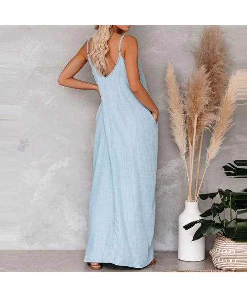 Racing Women Dress Summer Casual Loose Sleeveless Long Dress Straps Homewear Dress Elegant Holiday Casual Party Beach Dress -...