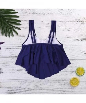 Tankinis Women's Swim Tops Ruffled High Waist Swim Pants Tankini Shorts Bikini Bottom Beach Swimwear - Blue - C01952O8XYL