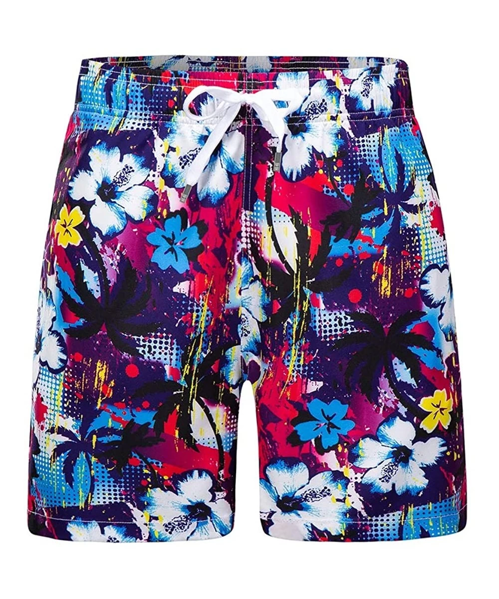 Board Shorts Men's Swim Trunks Big Size Quick Dry Fashion Print Swim Trunks and Beach Shorts Surf Shorts - Tropical Purple - ...