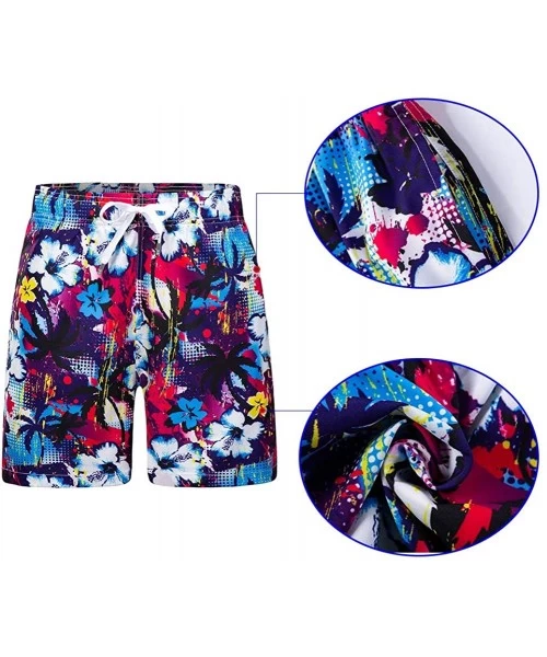 Board Shorts Men's Swim Trunks Big Size Quick Dry Fashion Print Swim Trunks and Beach Shorts Surf Shorts - Tropical Purple - ...