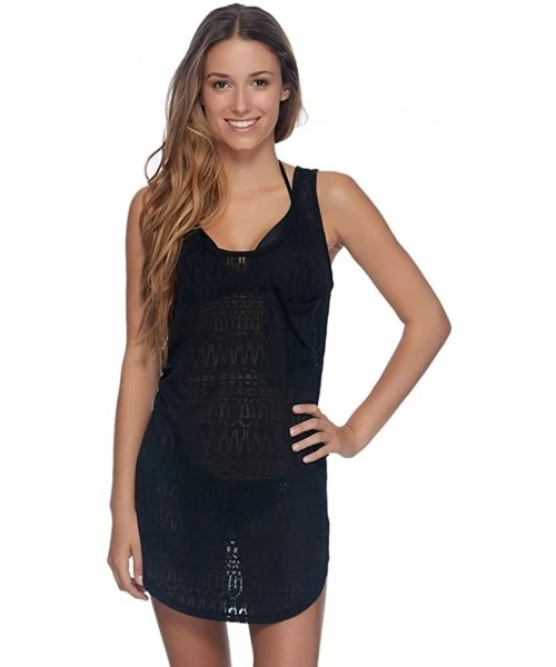 Cover-Ups Women's Lexi Scoop Neck Cover Up Dress with Racerback - Black - CT12MZ0HNTD