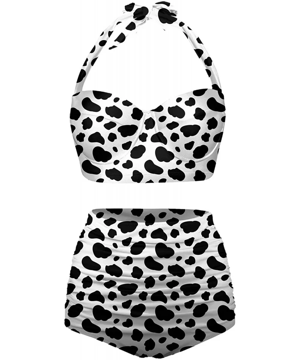 Tankinis Womens Cute Animal Skin Print Leopard Bikini Push up Two Piece Swimsuits - White-1 - C3196OSCH8U