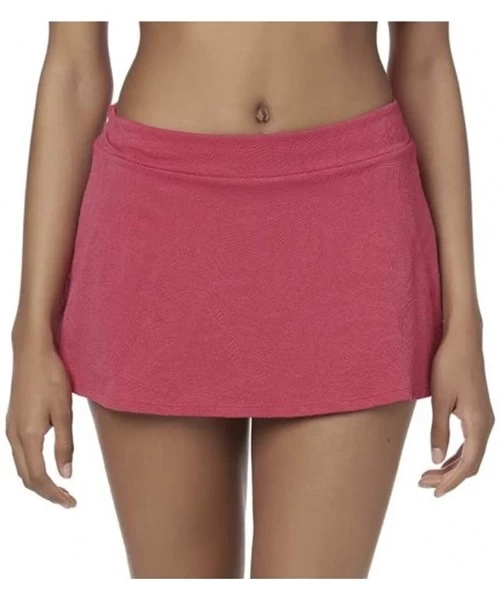 Tankinis Women's Jacquard Swim Skirt - Paisley - Vivacious Pink - CM19C23DZCR