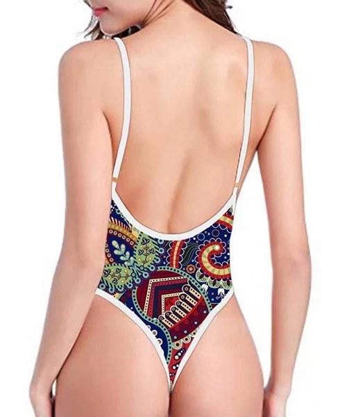 Sets Sexy Swimsuits for Women High Cut One Piece Backless Swimwear Bathing Suit(2 Sizes Smaller Than Standard) - Colorful 9 -...