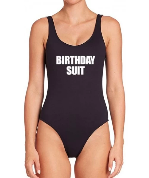 One-Pieces Womens Birthday Suit Sexy One Piece Swimsuit Swimwear Bathing Suit - Black - CD1838X68RI