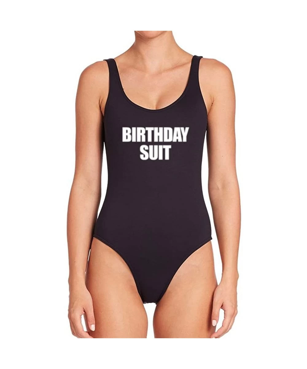 One-Pieces Womens Birthday Suit Sexy One Piece Swimsuit Swimwear Bathing Suit - Black - CD1838X68RI