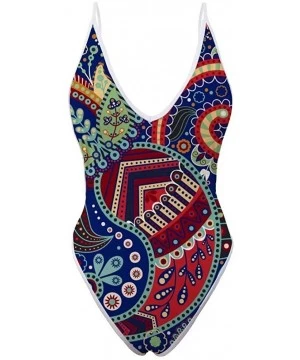 Sets Sexy Swimsuits for Women High Cut One Piece Backless Swimwear Bathing Suit(2 Sizes Smaller Than Standard) - Colorful 9 -...