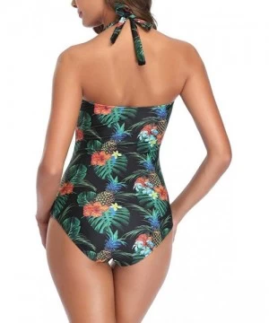 One-Pieces Womens Sexy Swimsuit One Piece Push Up Padded Solid Halterneck Monokini Swimwear Bathing Suit Bikini - Dark_green ...