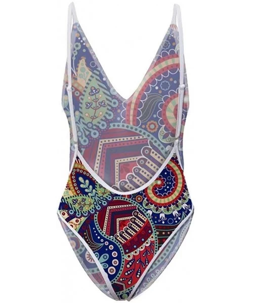 Sets Sexy Swimsuits for Women High Cut One Piece Backless Swimwear Bathing Suit(2 Sizes Smaller Than Standard) - Colorful 9 -...