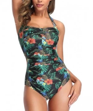 One-Pieces Womens Sexy Swimsuit One Piece Push Up Padded Solid Halterneck Monokini Swimwear Bathing Suit Bikini - Dark_green ...