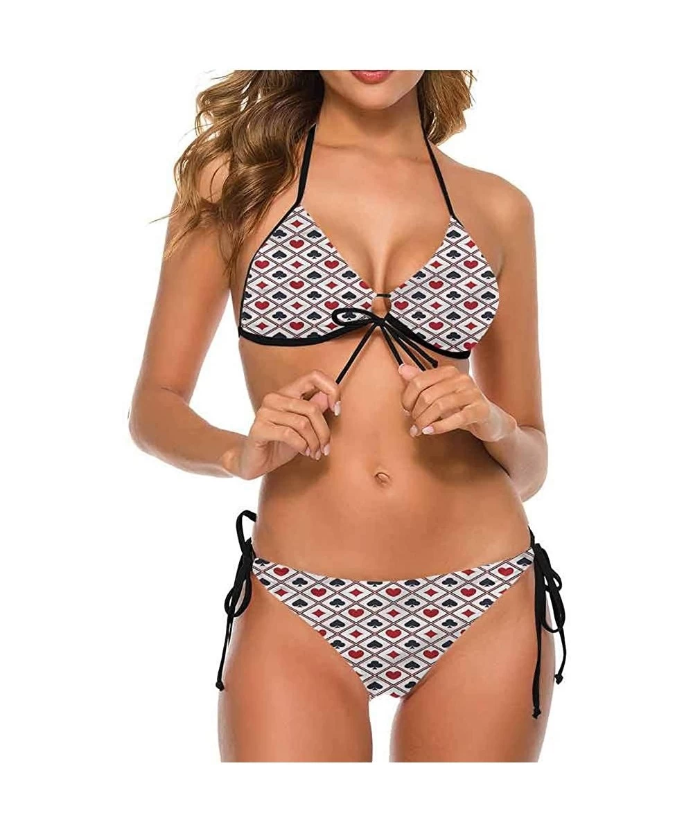 Bottoms Swim Dress Casino- Holdem Gambler Modern Easy to Adjust and Stays Tied - Multi 01-two-piece Swimsuit - CF19E7D9KQU