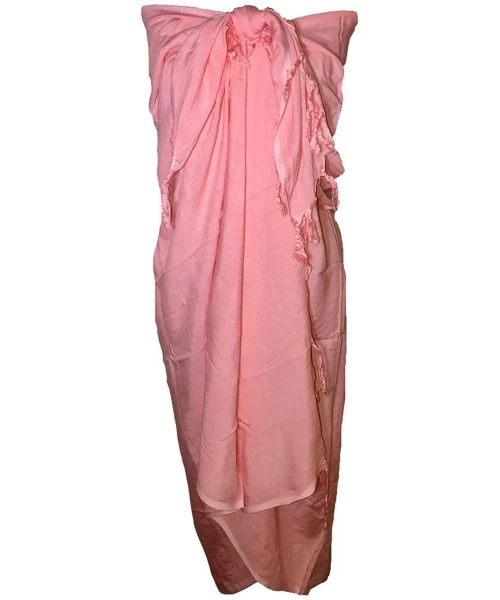 Cover-Ups Womens Sarong Pareo Swimwear Beach Wrap Cover Up - Solid Light Peach - CE18ORM7WY4