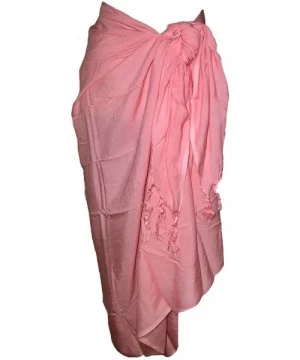 Cover-Ups Womens Sarong Pareo Swimwear Beach Wrap Cover Up - Solid Light Peach - CE18ORM7WY4