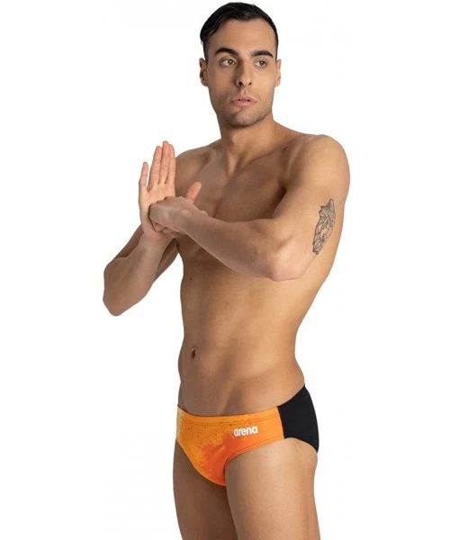 Racing Mens Spraypaint MaxLife Brief Swimsuit - Nectarine - CQ18UKLQ0AX