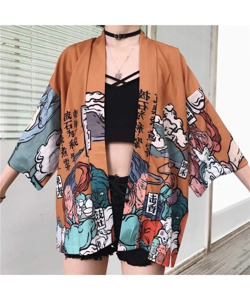 Cover-Ups Women's Loose fit Japanese Shawl Kimono Cover up Cardigan OneSize US S-XL - Style 19 - CY1998ZDGXZ