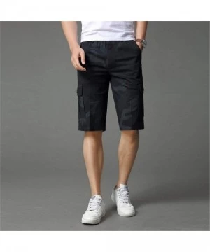 Board Shorts Relaxed Fit Outdoor Comouflage Camo Cargo Shorts for Men Elastic Waist Summer Casual Shorts - Black - CA197094WDI