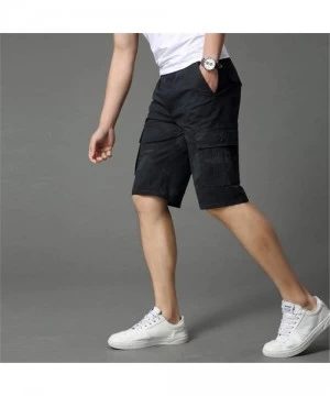 Board Shorts Relaxed Fit Outdoor Comouflage Camo Cargo Shorts for Men Elastic Waist Summer Casual Shorts - Black - CA197094WDI