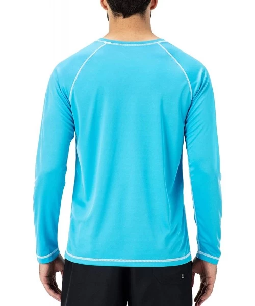 Rash Guards Men's Long Sleeve Rash Guard Swim Shirt UPF 50+ UV Sun Protection Quick Dry Outdoor Shirt - Blue - C718UYUKTUE