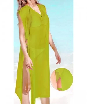 Cover-Ups Women Kimono Summer Cardigan Beach Swimwear Swimsuit Bikini Cover up - Green_b691 - C61886SGWDA