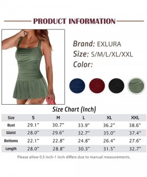 One-Pieces Womens One Piece Retro Swimsuits Swim Dress Ruched Cover Up Tummy Control Bathing Suit - Green - CS195KNH7U8