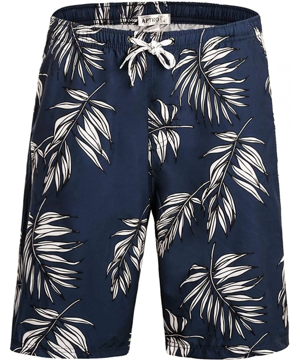 Trunks Men's Quick Dry Swim Trunks Long Palm Beach Board Shorts Bathing Suit - Hw024-monstera - C71972MIIWN