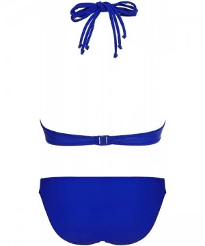 Tankinis Women's Sexy 2 Pieces Bikini Push up Padded Swimsuit Swimwear Set Blue - CY12H64PIP1