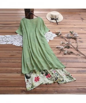 Racing Dress for Womens Vintage Bohemian Floral Print O Neck Patchwork Sleeveless/Long/Short Sleeve Long Maxi Dresses - Ca Gr...