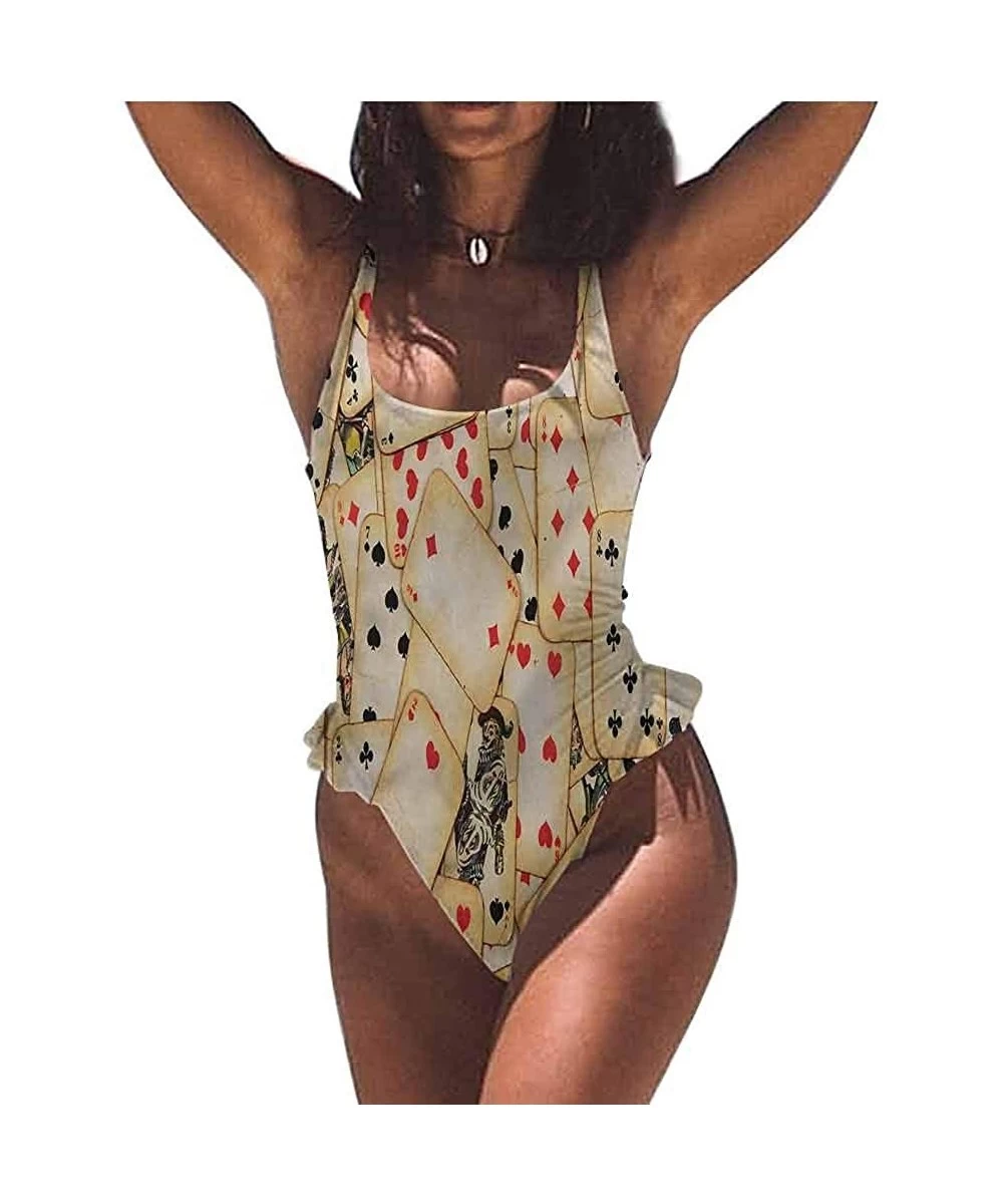 Bottoms Swim Dress Casino- Holdem Gambler Modern Easy to Adjust and Stays Tied - Multi 06-one-piece Swimsuit - CL19E7ETGHU