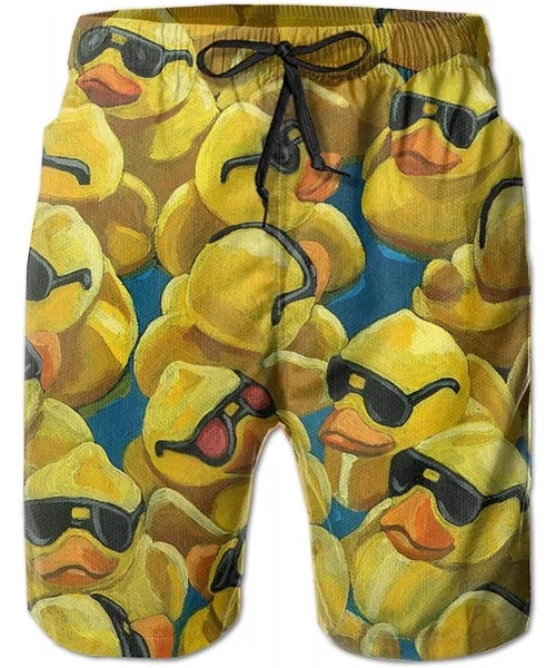 Board Shorts Mens Quick Dry 3D Printed Beach Trunks Board Shorts Casual Summer Swimwear Pants - Rubber Duck Painting - CI18SA...