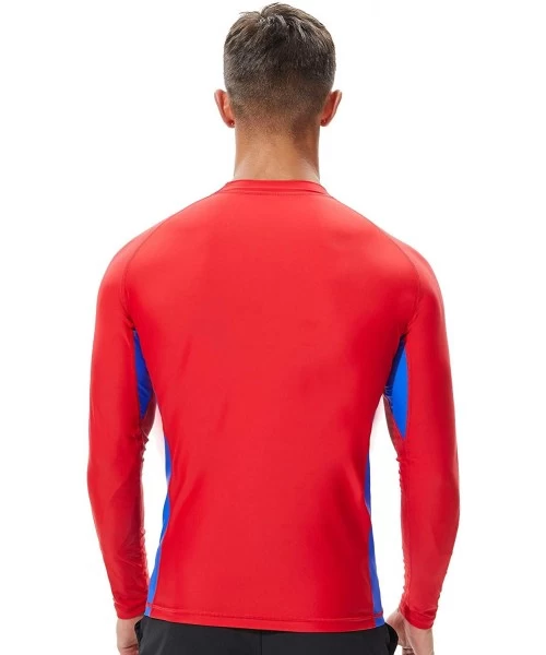 Rash Guards Men's Long Sleeve Rash Guard Swimwear Surfing Shirt - 8801 Red - CM18I6QNG5A