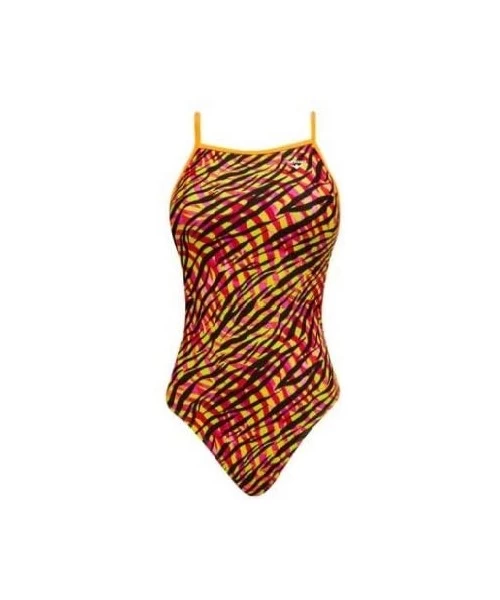 Racing Women's Zainy Zebra Non Foil Flutter Back Swimsuit - Multicolor - CB12F7EXIZ9