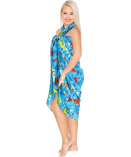 Cover-Ups Women's Plus Size Sarong Swimsuit Cover Up Beach Wrap Skirt Full Long N - Blue_a763 - CD12E3AOWV1