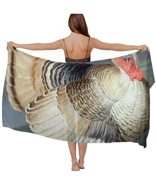 Cover-Ups Women Fahion Swimsuit Bikini Cover Up Sarong- Party Wedding Shawl Wrap - Wild Thanksgiving Turkey - C419C6MYKSO