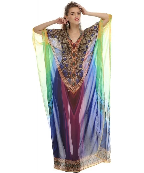 Cover-Ups Women's Kaftan Beachwear Bikini Cover-ups Vintage Bohemian Summer Dress (Long) - Style- 32 - CJ12O3N1HVS