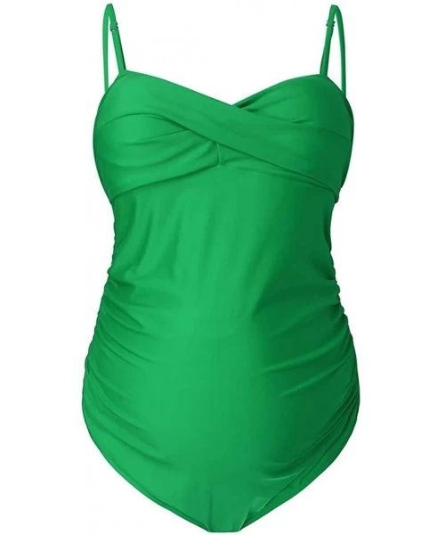 Bottoms Bathing Suits for Women Tummy Control Pregnant Two Piece Set of Solid Color Cross Strap Maternity Swimsuit Skirt Gree...