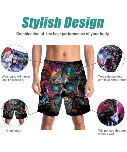 Board Shorts Men Swim Trunks Drawstring Elastic Waist Quick Dry Beach Shorts with Mesh Lining Swimwear Bathing Suits - Splash...