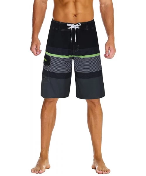 Board Shorts Men's Sportwear Quick Dry Board Shorts with Lining - Black&gray - CQ1807QA4G7