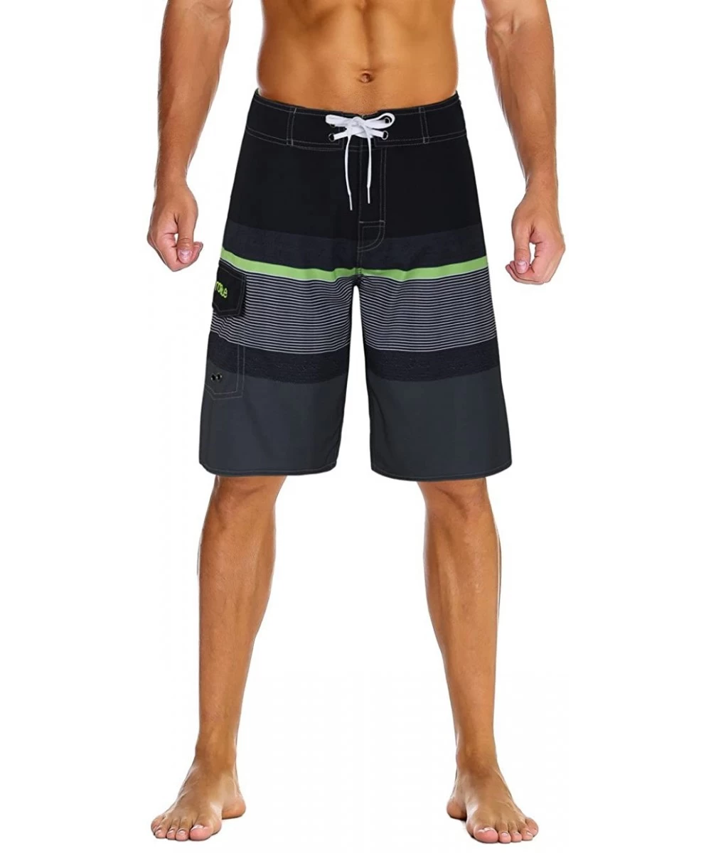 Board Shorts Men's Sportwear Quick Dry Board Shorts with Lining - Black&gray - CQ1807QA4G7