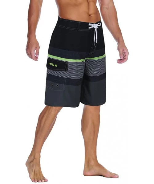 Board Shorts Men's Sportwear Quick Dry Board Shorts with Lining - Black&gray - CQ1807QA4G7