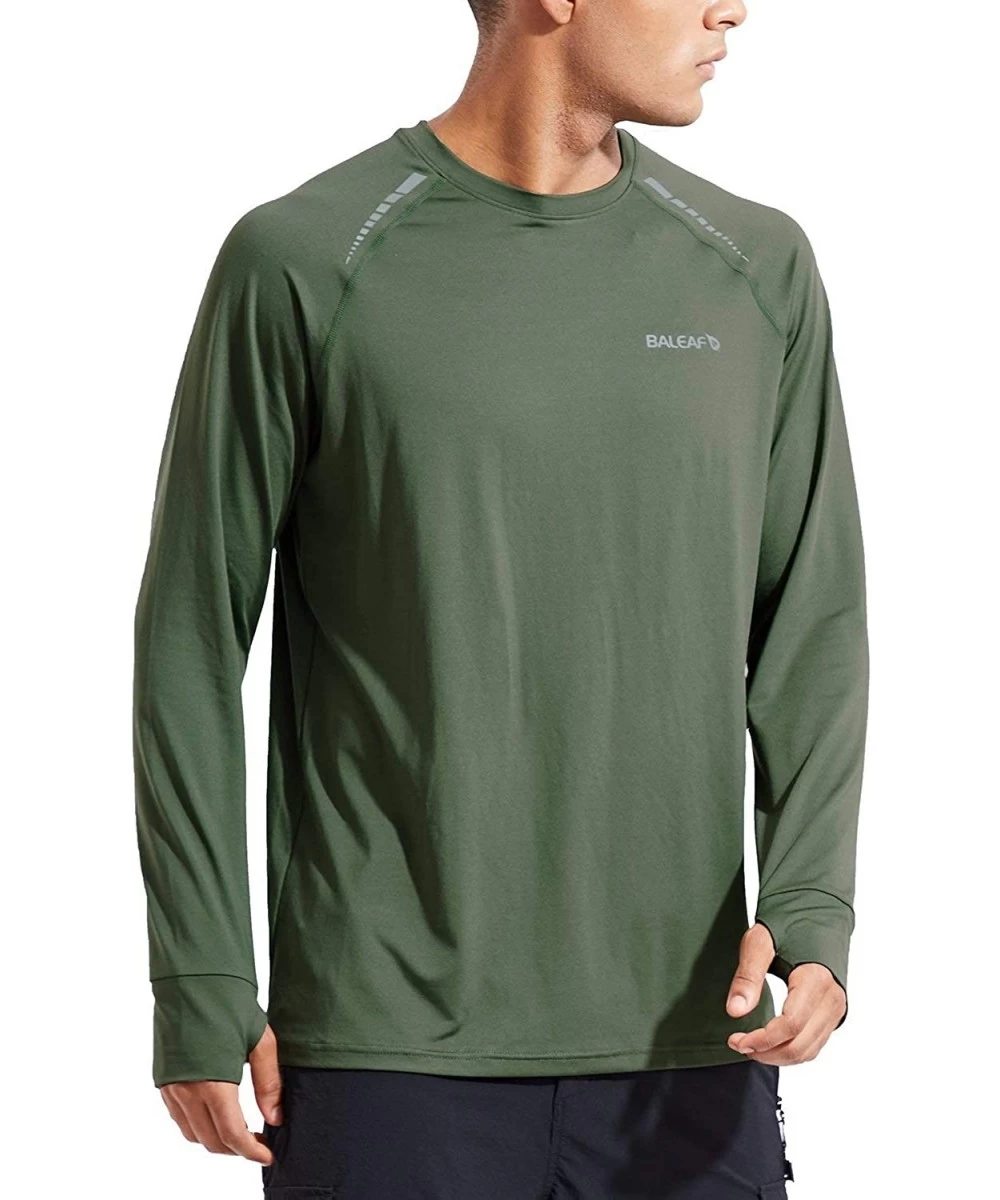 Rash Guards Men's Running Lightweight Shirts UPF 50+ Thumb Holes Workout Long Sleeve Quick Dry Athletic T-Shirts - Army Green...