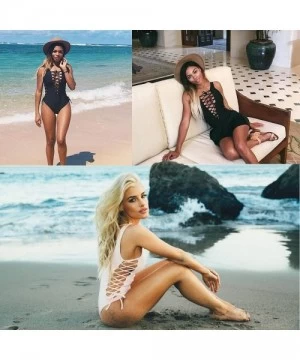 One-Pieces Lady Sexy Monikini One Piece Bikini Swimsuit Summer Beach Wear Black/White S-XL - Black - CV12E3S90UH