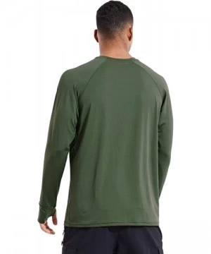 Rash Guards Men's Running Lightweight Shirts UPF 50+ Thumb Holes Workout Long Sleeve Quick Dry Athletic T-Shirts - Army Green...