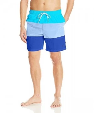 Trunks Men's Quick Dry Color Block Swim Trunk - Calypso Blue - C912O1R6JNF