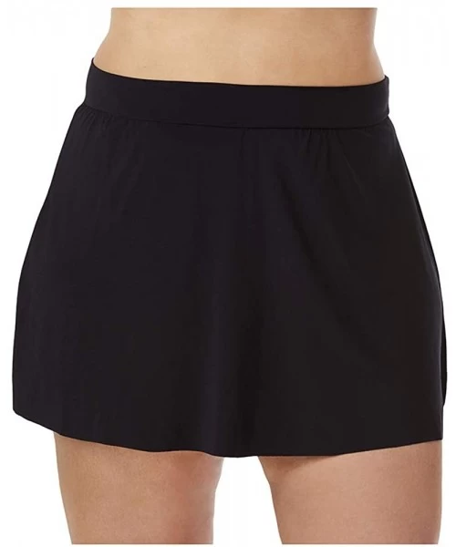 Tankinis Women's SwimwearPlus Jersey Tennis Skirt Full Coverage Swim Bottom with No-Show Waistline - Black - CK18I0E24MO