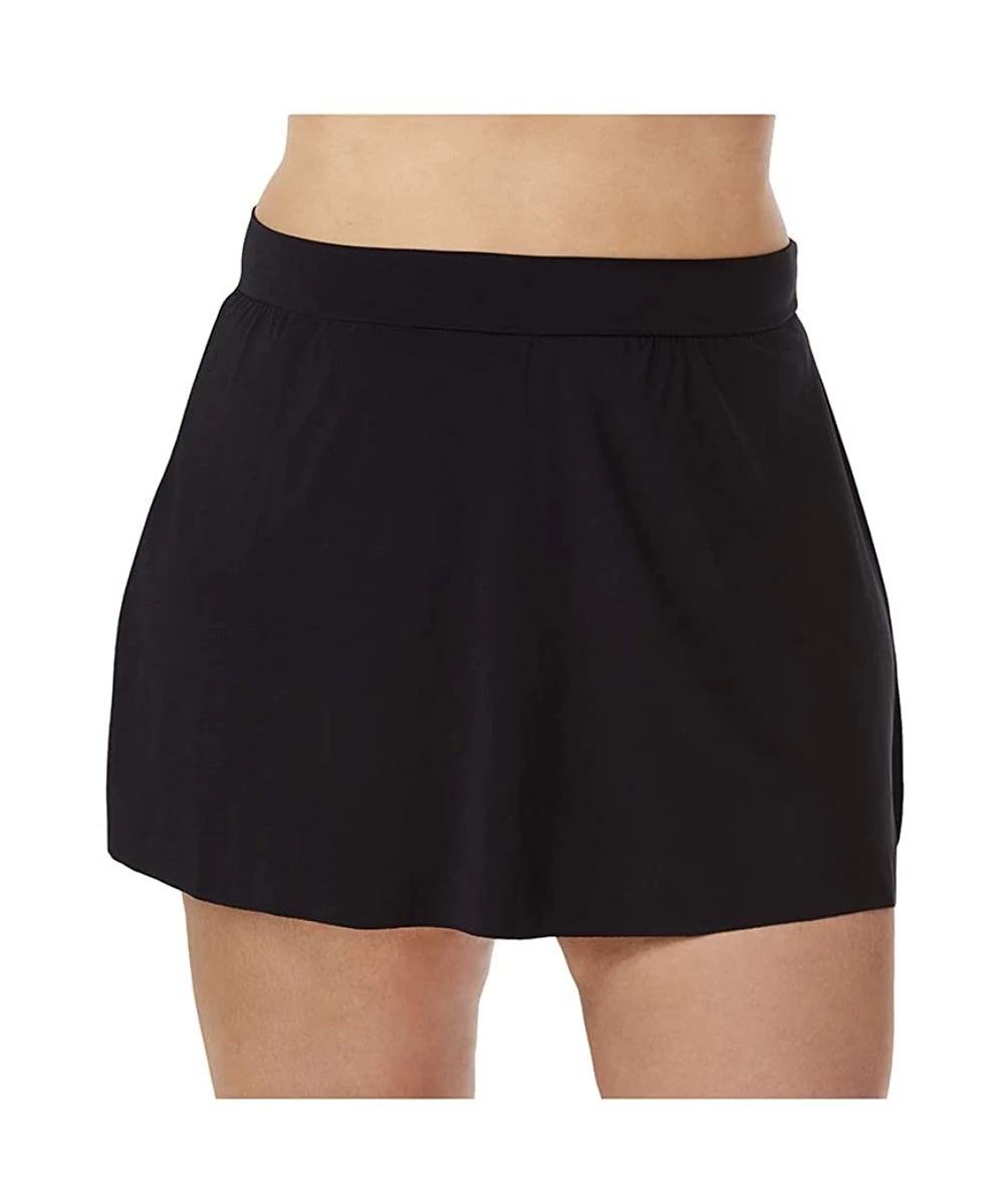 Tankinis Women's SwimwearPlus Jersey Tennis Skirt Full Coverage Swim Bottom with No-Show Waistline - Black - CK18I0E24MO