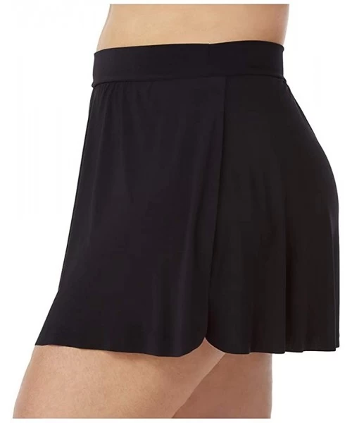 Tankinis Women's SwimwearPlus Jersey Tennis Skirt Full Coverage Swim Bottom with No-Show Waistline - Black - CK18I0E24MO